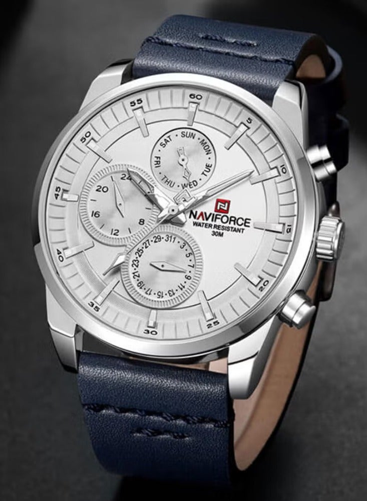 CURREN ساعة يد جلدية للرجال تناظرية NF9148swbe - Image 2