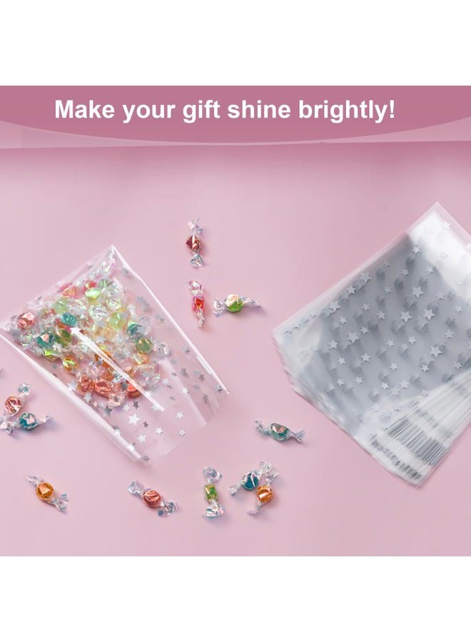 Aegero 120 Pcs Christmas Cellophane Treat Bags, Xmas Gift Candy Goodies Bags with 140 Pcs Twists for Xmas Party Favor Supplies,Kids Party Favors,Snacks Cookies Packing(5 x 7 inches,Gold Star) - Image 5