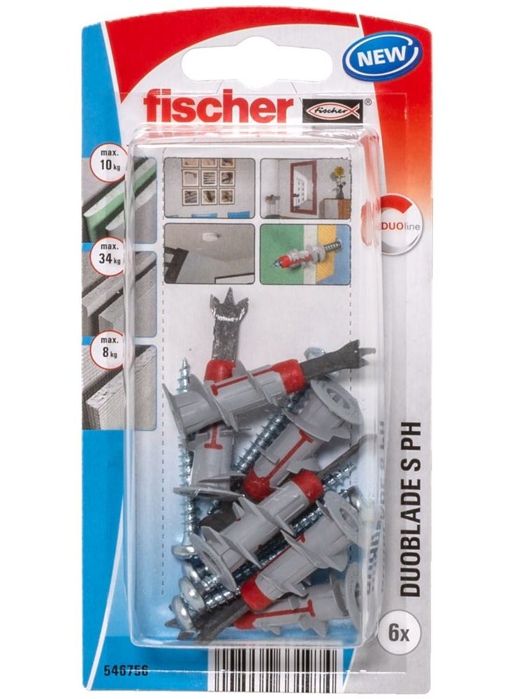 Fischer Fischer Plasterboard Fixing + Pan Head Screw 6Pcs
