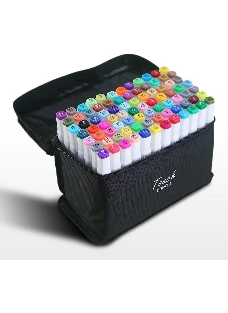 Event 80 Marker Set Portable Marker Pen Set with Bag 80 Color Double Sided Marker Felt Pen Set  - Image 1