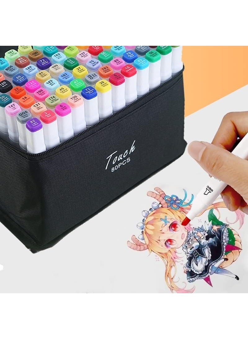 Event 80 Marker Set Portable Marker Pen Set with Bag 80 Color Double Sided Marker Felt Pen Set  - Image 2