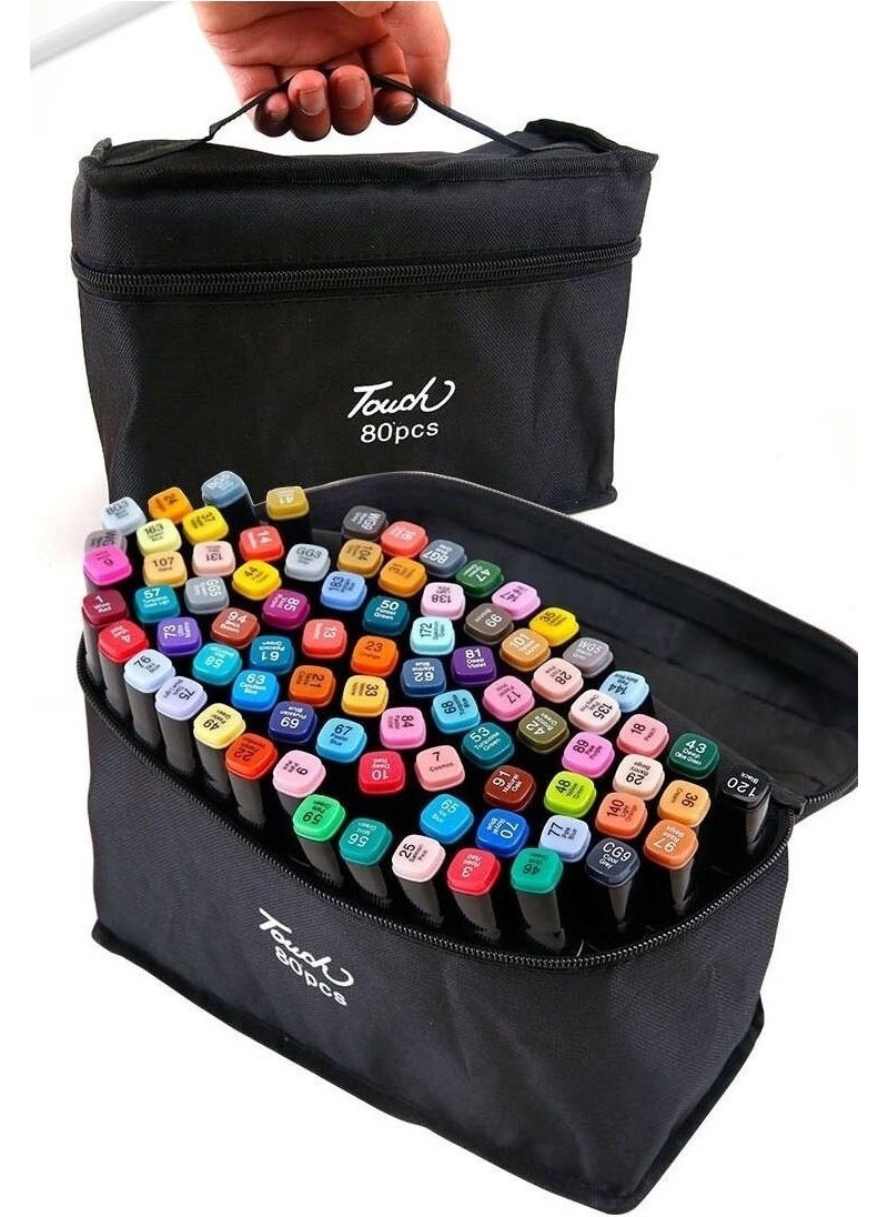 Event 80 Marker Set Portable Marker Pen Set with Bag 80 Color Double Sided Marker Felt Pen Set  - Image 3