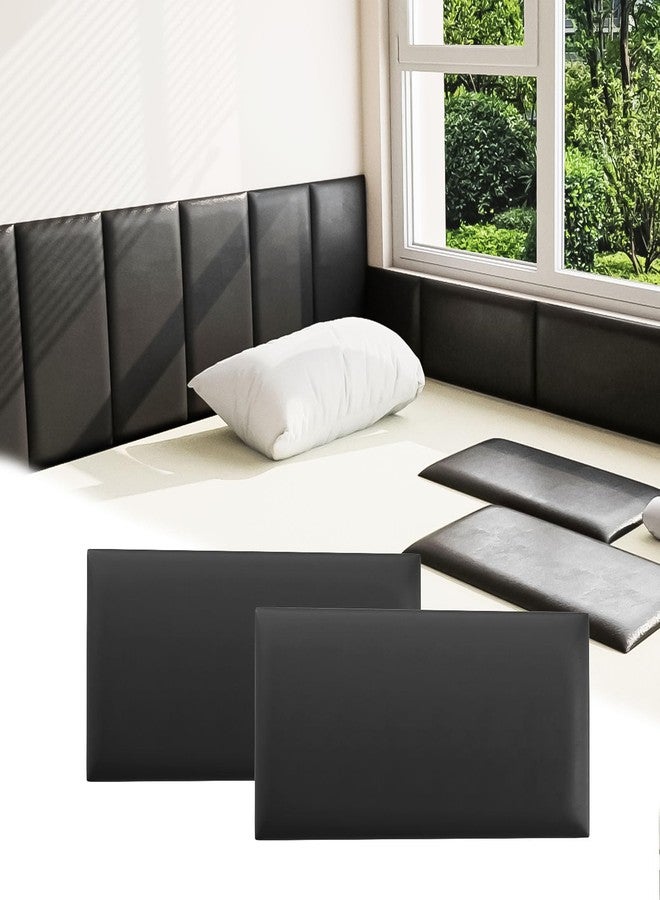 Umedol 3D Anti-Collision Wall Padding for Kids, Black Peel and Stick Headboard Pack of 4 Panels Sized 7.8" x 15.7", Self-Adhesive Headboard Panels for Bedroom/Living Room Upholstered Wall - Image 1