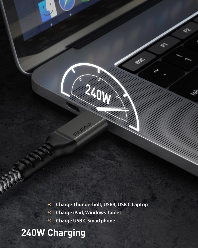 Maxonar 80Gbps Thunderbolt 5 Cable 4FT, 240W Charging, Dual 8K Display, 3X Faster Than TB4 for 16K Video Editors/3D Designers, Compatible with MacBook Pro/Air, eGPU/SSD - Image 4