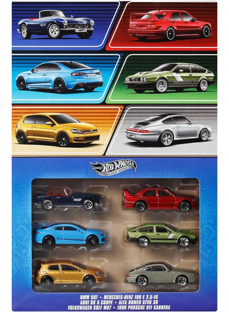Hot Wheels سيارات هوت ويلز بمقياس 1:64، مجموعة من 6 مركبات أوروبية بتصميم مرتفع (قد تختلف الأنماط)  - Image 3