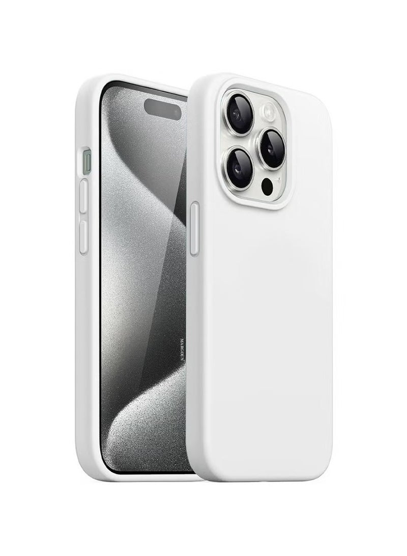 عام Ultra-Slim Liquid Silicone Case for iPhone 16 Pro Max | Premium Soft-Touch Protective Cover with Internal Microfiber Lining & Enhanced Camera Protection – White - Image 5