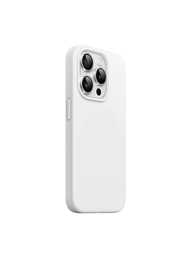 عام Ultra-Slim Liquid Silicone Case for iPhone 16 Pro Max | Premium Soft-Touch Protective Cover with Internal Microfiber Lining & Enhanced Camera Protection – White - Image 1