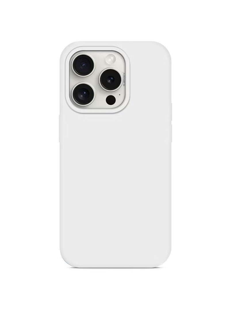 عام Ultra-Slim Liquid Silicone Case for iPhone 16 Pro Max | Premium Soft-Touch Protective Cover with Internal Microfiber Lining & Enhanced Camera Protection – White - Image 4