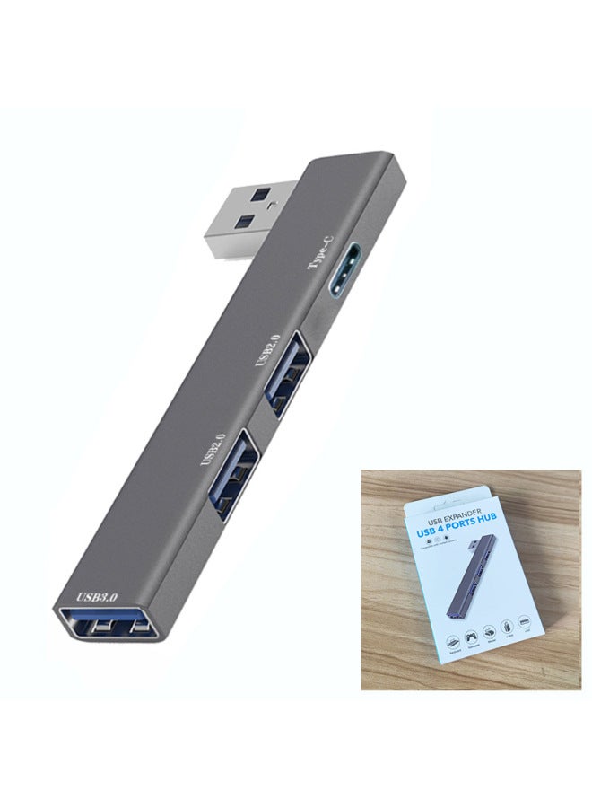 Computer Aluminum Alloy 3.0 Notebook Usb Multi-interface Typec Expansion Dock Wireless HUB Cable Splitter-Number Of Interfaces:Gray Usb Left To 3-port Usb-1 Port T-c - Image 1