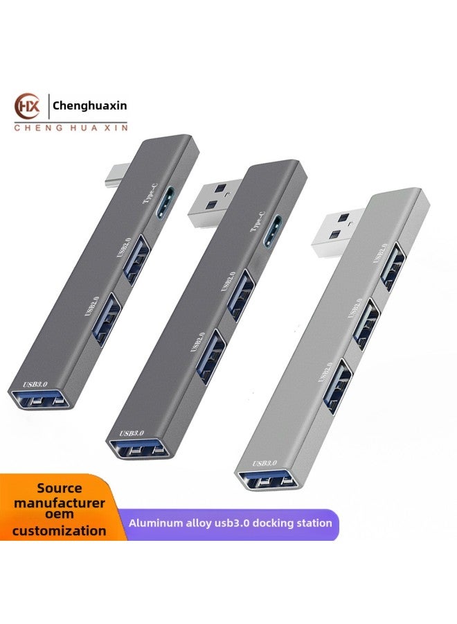 Computer Aluminum Alloy 3.0 Notebook Usb Multi-interface Typec Expansion Dock Wireless HUB Cable Splitter-Number Of Interfaces:Gray Usb Left To 3-port Usb-1 Port T-c - Image 2