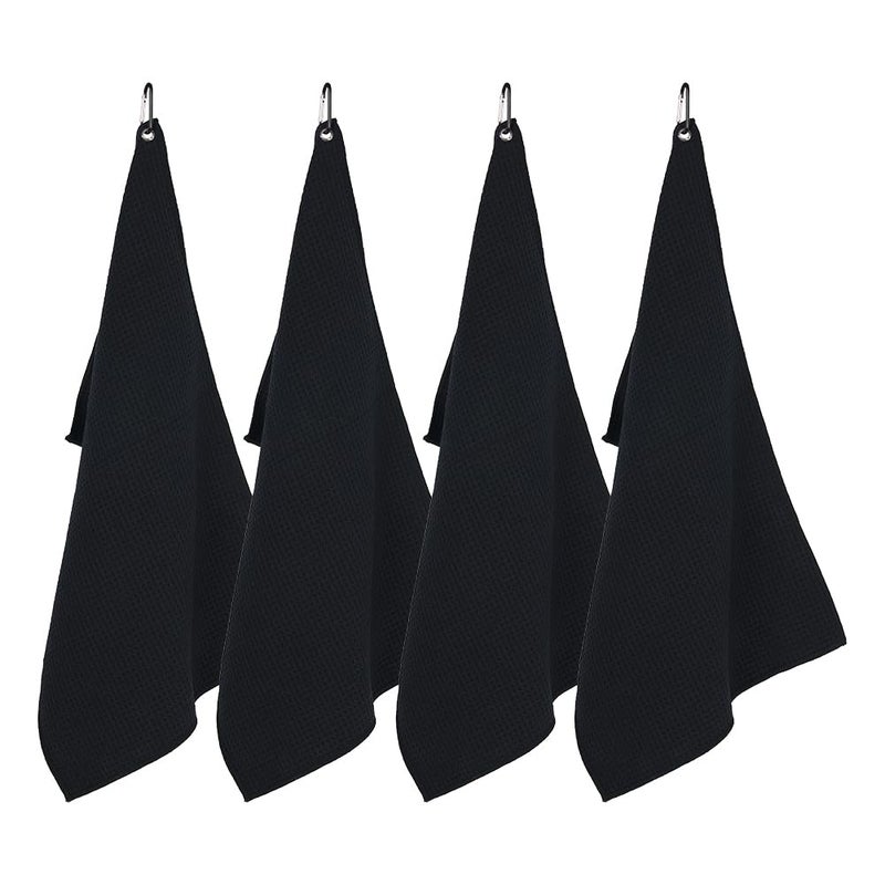 watchget Barista Towels 4 Pack  Espresso Machine Microfiber Cloth Set with Hook 12x20 Professional Coffee Towel for Cafe Countertop Cleaning Accessories Micro Cloths Espresso Rag Black