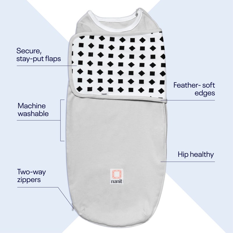 Nanit Breathing Wear Swaddle – Works with Nanit Pro Baby Monitor to Track Breathing Motion Sensor-Free, Real-Time Alerts, 100% Cotton, Size Large, 3-6 Months, Pebble Grey - Image 4