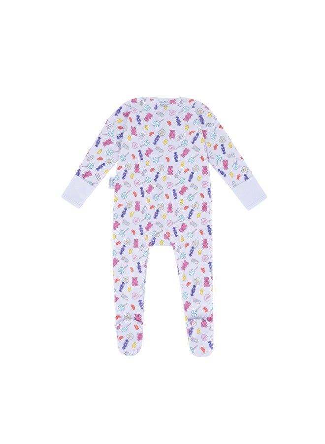 Lullaby Bloom بدلة نوم بيك-أ-بو للأطفال حديثي الولادة من القطن العضوي المعتمد 100% - 0-3 أشهر، للجنسين، حلوى - Image 3