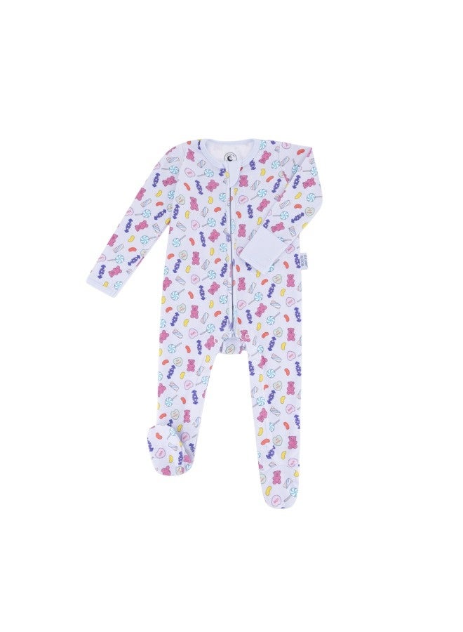 Lullaby Bloom Premium 100% Certified Organic Cotton Baby Newborn Essential Infant Peek-a-Boo Sleepsuit Romper for Baby Girls and Boys Unisex Candy - 0-3 Months