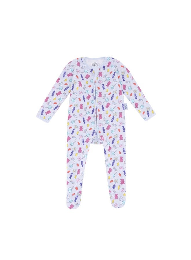 Lullaby Bloom بدلة نوم بيك-أ-بو للأطفال حديثي الولادة من القطن العضوي المعتمد 100% - 0-3 أشهر، للجنسين، حلوى - Image 2