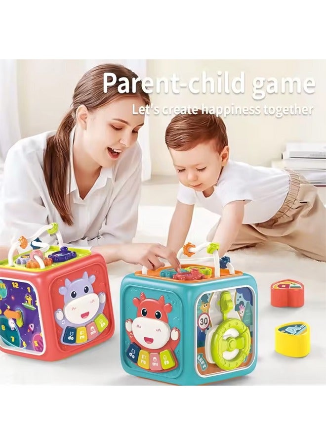 general Baby Early Education Toy Baby Sensory Montessori Toys Multifunctional Intelligent Children's Early Education Toy 6 in 1 Cube Activity Center Toys for Toddlers With Lights Music and Clock Babies Lear - Image 3