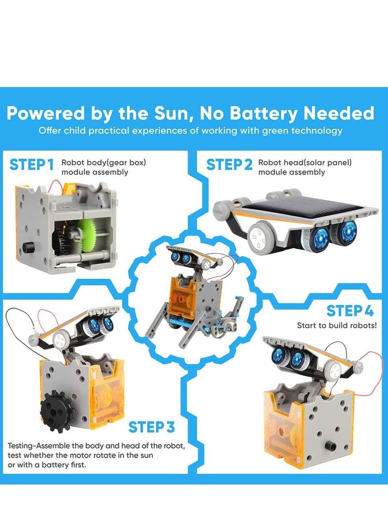 Raxoom STEM 13-in-1 Education Solar Robot Toys -190 Pieces DIY Building Science Experiment Kit for Kids Aged 8-10 and Older,Solar Powered by The Sun - Image 2