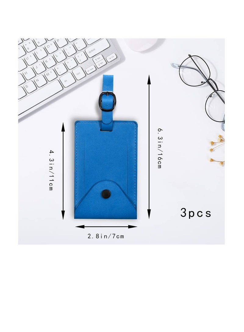 SYOSI Luggage Tags for Men Women, Microfiber PU Leather Personalized Suitcase Tag Set Luggage id Tags Labels Travel Accessories with Full Back Privacy Cover for Cruise Ships Travel  Set of 3 - Image 5