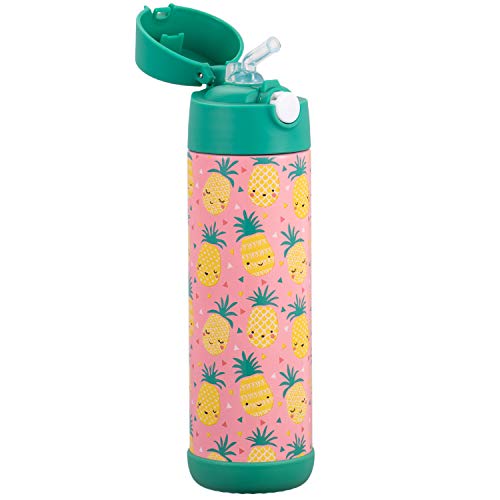 Snug Insulated Kids Water Bottle with Straw & Spout – Double-Wall Stainless Steel, Leakproof, Easy-Flip Lid – For School, Travel, Toddlers & Big Kids - Pineapple, 17oz - Image 4