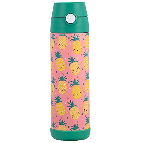 Snug Insulated Kids Water Bottle with Straw & Spout – Double-Wall Stainless Steel, Leakproof, Easy-Flip Lid – For School, Travel, Toddlers & Big Kids - Pineapple, 17oz - Image 2