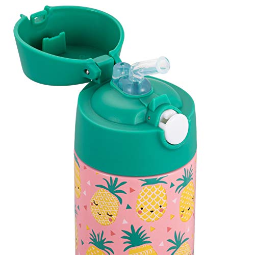 Snug Insulated Kids Water Bottle with Straw & Spout – Double-Wall Stainless Steel, Leakproof, Easy-Flip Lid – For School, Travel, Toddlers & Big Kids - Pineapple, 17oz - Image 3