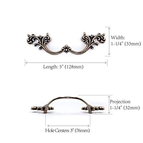 Jetland French Provincial Drawer Pulls - 6-Pack, Ivory White, 3" Hole Centers, Vintage Shabby Chic Pulls for Dresser Nightstand Cabinet, PW1619W76 - Image 2