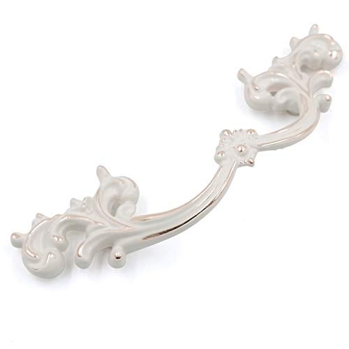 Jetland French Provincial Drawer Pulls - 6-Pack, Ivory White, 3" Hole Centers, Vintage Shabby Chic Pulls for Dresser Nightstand Cabinet, PW1619W76 - Image 3