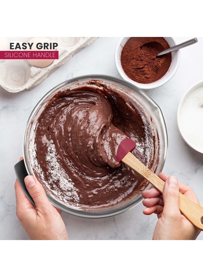 AVACraft 18/10 Stainless Steel Mixing Bowl set with Lids, Non-Slip Silicone Bottom, Handle, Pour Spouts and Measurement Marks, Set of 3, Black - Image 4