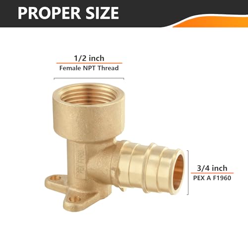 HeSun 2Pack HeSun PEXA Fitting 12 Female NPT Thread x 34 PexA Expansion Drop Ear Elbow ASTM F1960PEX1960086 - Image 3