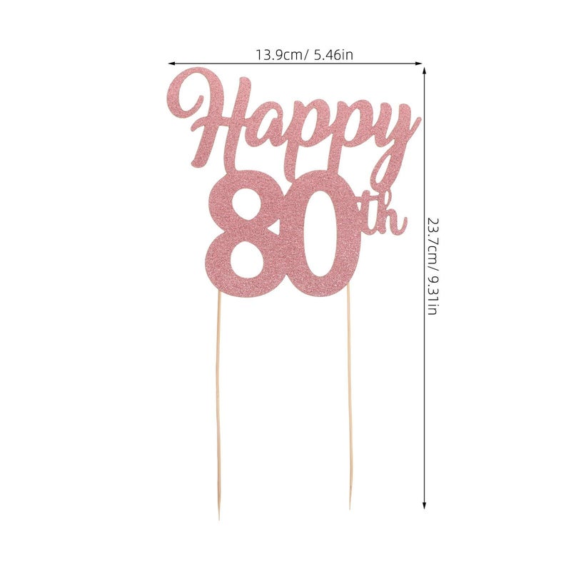 5pcs Glitter Birthday Cupcake Toppers Food Picks 80th Anniversary Cake Decorations Set - Image 3