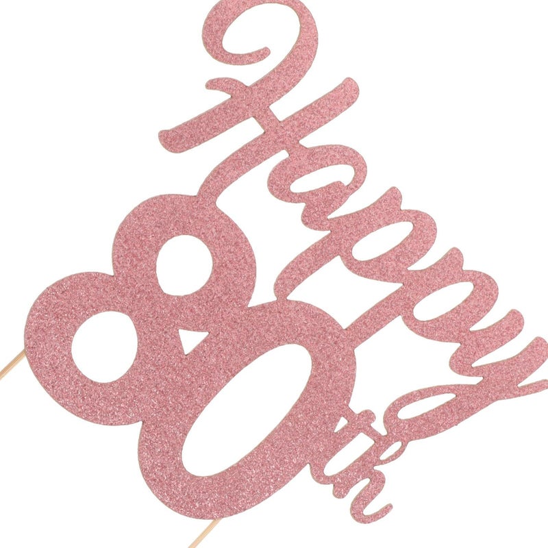 5pcs Glitter Birthday Cupcake Toppers Food Picks 80th Anniversary Cake Decorations Set - Image 4