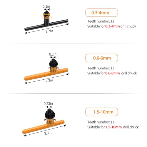Mdvora Drill Chuck Key Wrench, 6 Sizes Drill Press Clamping Wrench Chuck Press Wrench Key - Image 4
