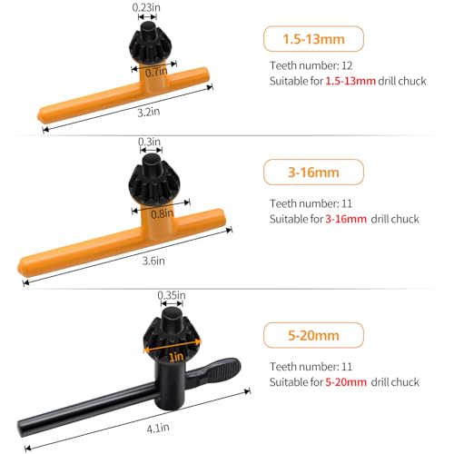 Mdvora Drill Chuck Key Wrench, 6 Sizes Drill Press Clamping Wrench Chuck Press Wrench Key - Image 3
