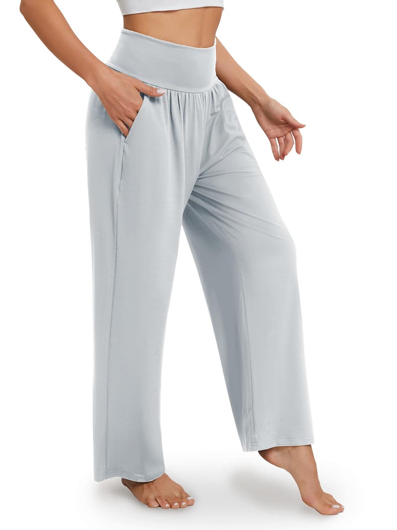 Gracyoga Wide Leg Yoga Pants for Women Casual Loose Cozy Sweatpants High Waisted Lounge Pajama Flowy Pants With Pockets - Image 2