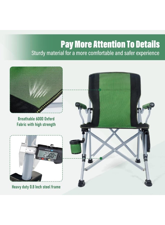 DEXO كرسي تخييم محمول – يدعم 145 كجم ظهر مرتفع مبطن، كرسي خارجي قابل للطي، قماش أكسفورد، خفيف الوزن ومضغوط للتخييم، الشاطئ، التنزه، أخضر - Image 4