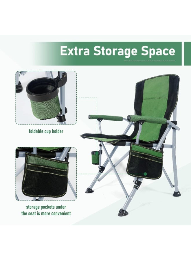 DEXO كرسي تخييم محمول – يدعم 145 كجم ظهر مرتفع مبطن، كرسي خارجي قابل للطي، قماش أكسفورد، خفيف الوزن ومضغوط للتخييم، الشاطئ، التنزه، أخضر - Image 5