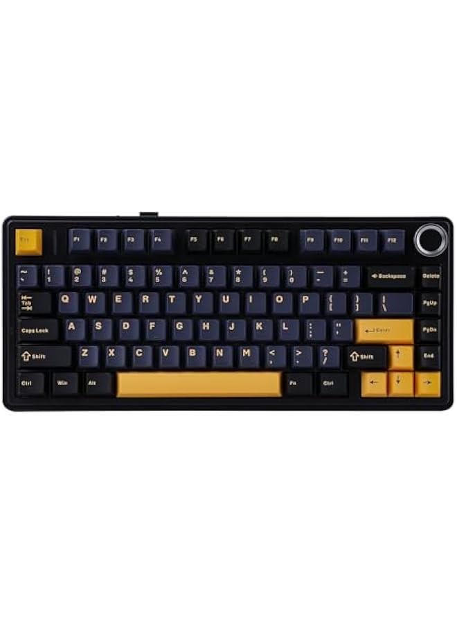 x Aula F75 Gasket Mechanical Keyboard, 75% Wireless Hot Swappable Gaming Keyboard with Five-Layer Paddingu0026Knob, Bluetooth/2.4GHz/USB-C, RGB (Black, Ice Vein Switch) - Image 1