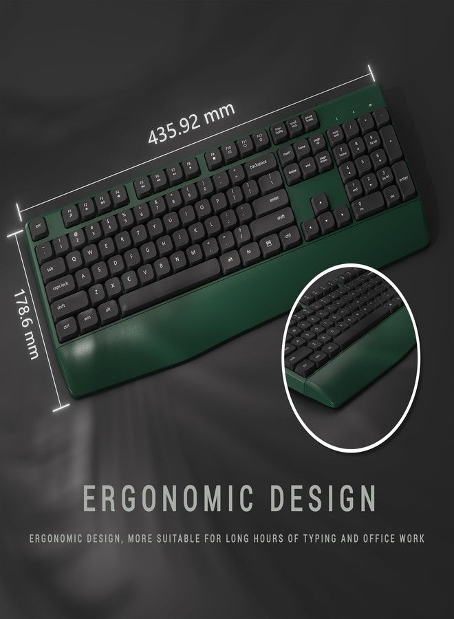 MPTOG Ergonomic Keyboard and Mouse Combo with Wrist Rest, BK Chipset, Full-Size Colorful Office Keyboard and Mouse, Power Button, USB Receiver for PC Laptop(Dark-Green Black) - Image 4