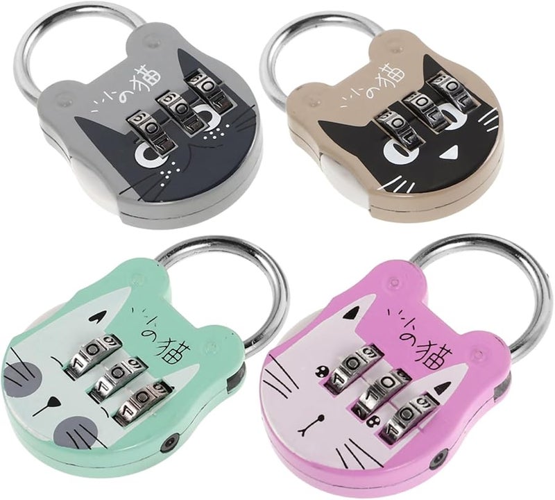 Tehaux 4Pcs Cute Cartoon Mini Padlock Set for Luggage Locker Drawer Travel School Wear Resistant - Image 2