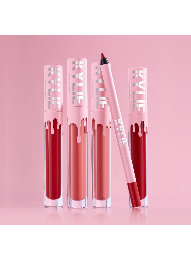 كايلي طقم كايلي جينر مات ليب كيت درجة 100 بوزي كيه من Kylie Cosmetics | أحمر شفاه سائل مات مع محدد شفاه | طقم من قطعتين بثبات طويل - Image 5