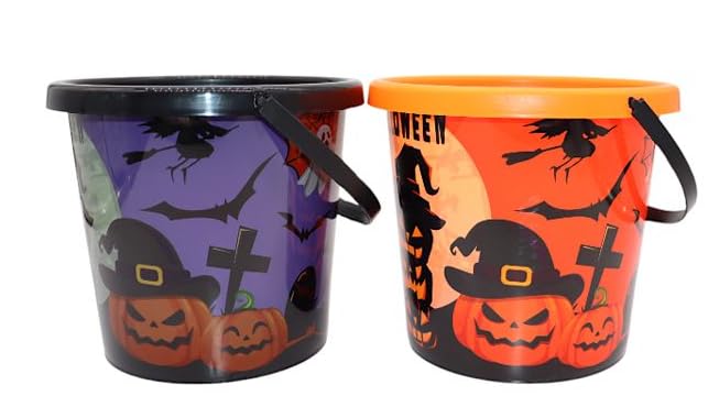 RSAAUD® Halloween Pumpkin Candy Baskets for Kids, Trick Or Treat Halloween Candy Bowl with Skeleton Party Decoration, Halloween Decoration Prop, Pumpkin Candy Basket (Black) - Image 3