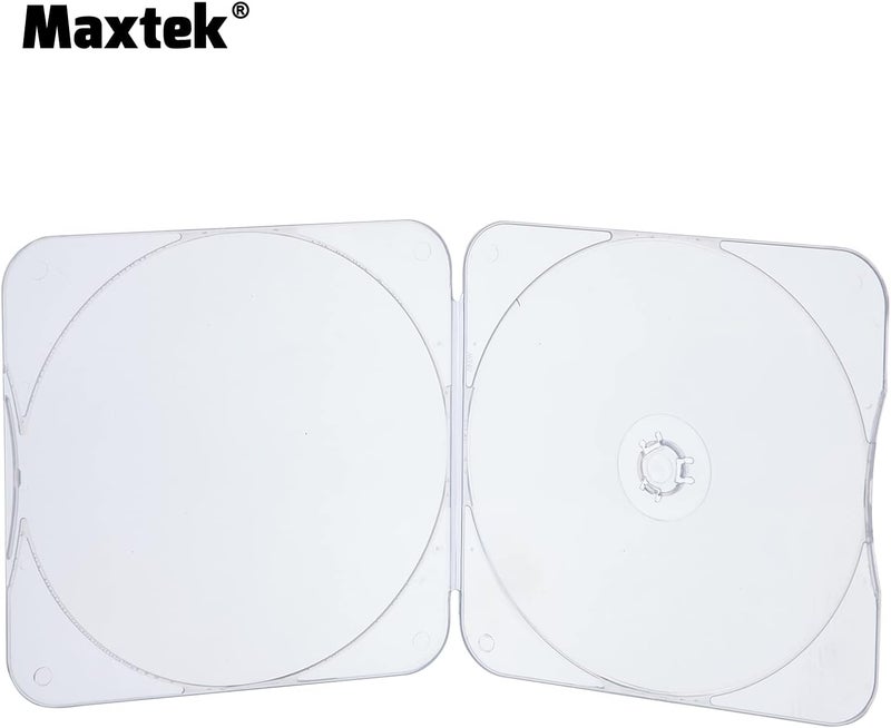 Maxtek 25 Pack Ultra Slim Clear Transparent Square Shaped CD and DVD Disc Clam Shell Case with Lock Single Disc Capacity Durable and Impact Resistant PP Poly Plastic Case - Image 3