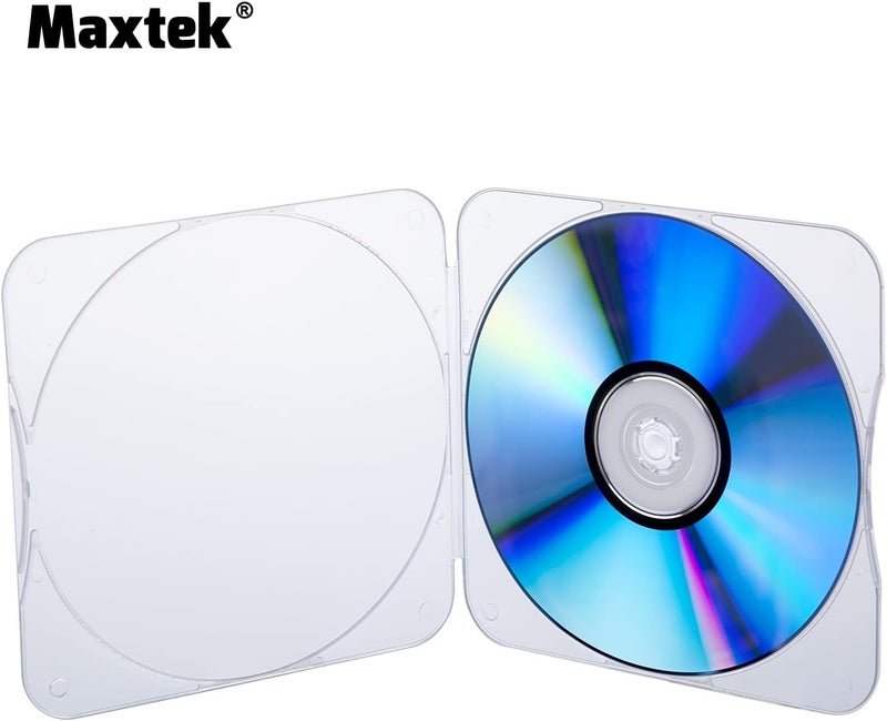 Maxtek 25 Pack Ultra Slim Clear Transparent Square Shaped CD and DVD Disc Clam Shell Case with Lock Single Disc Capacity Durable and Impact Resistant PP Poly Plastic Case - Image 4