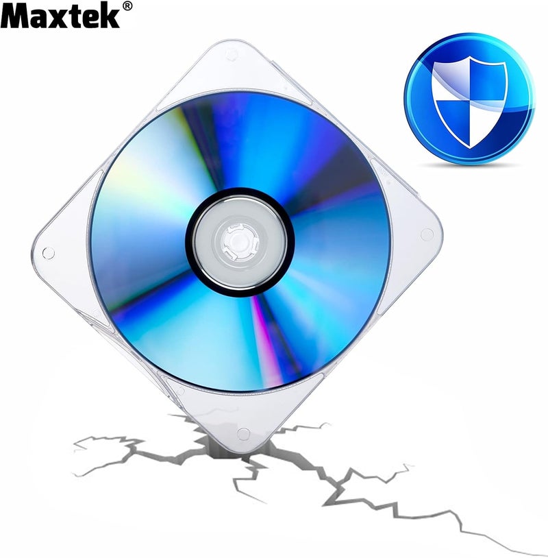 Maxtek 25 Pack Ultra Slim Clear Transparent Square Shaped CD and DVD Disc Clam Shell Case with Lock Single Disc Capacity Durable and Impact Resistant PP Poly Plastic Case - Image 5