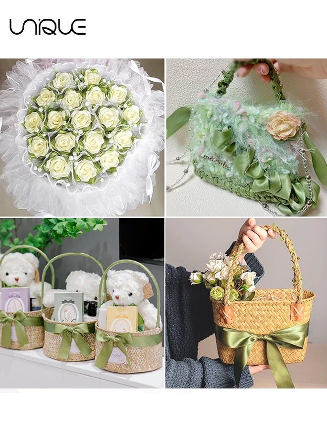 يونيك شريط ساتان باللون الأخضر الحكيم - عرض 1.5 بوصة وطول 25 ياردة لشريط الساتان المستخدم في لف الهدايا، الحرف اليدوية، صنع bows الشعر، إكليل، تزيين حفلات الزفاف ومشاريع الخياطة الأخرى - Image 5