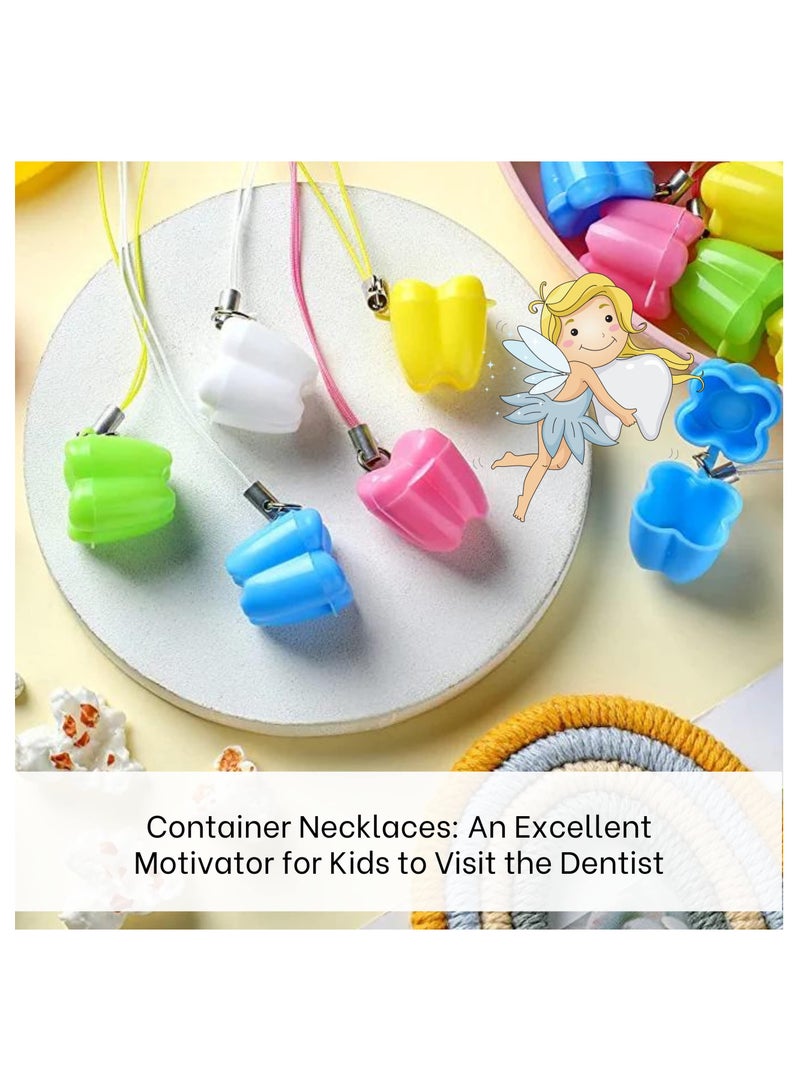 Excefore 50 Pcs Tooth Holders For Kids Keepsake, Multicolor Plastic Tooth Necklace For Lost Teeth Tooth Cases For Milk Tooth Baby Tooth Boxes - Image 4