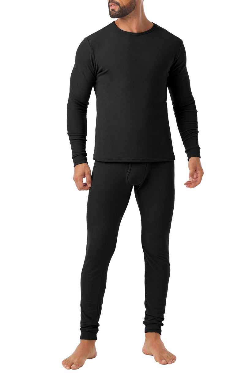 Askdeer Long Johns Thermal Underwear for Men Fleece Lined Heavyweight Thermal Base Layer Sets Black - Image 1