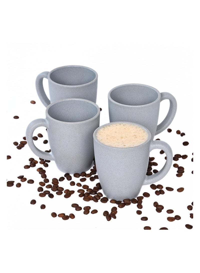 FRENVI Earth-Friendly Classic Coffee Mug 300 ml | Made with Rice Husk & Bamboo Fibers | Microwave Safe |Set of 4|Grey - Image 1