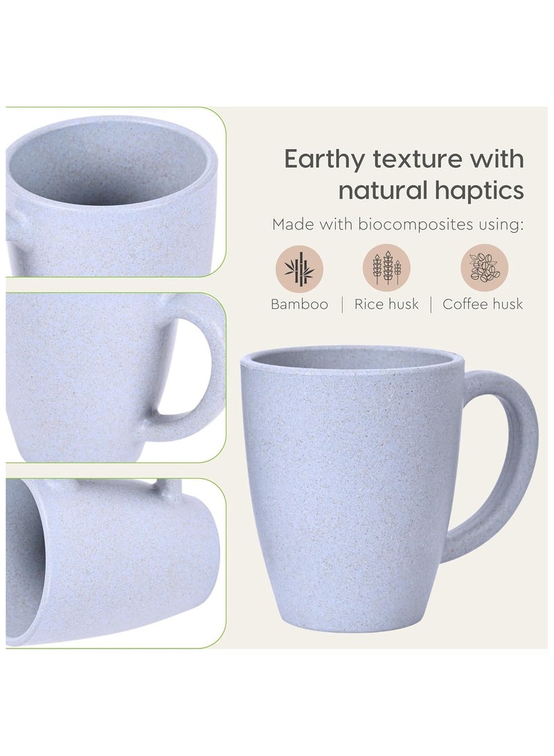 FRENVI Earth-Friendly Classic Coffee Mug 300 ml | Made with Rice Husk & Bamboo Fibers | Microwave Safe |Set of 4|Grey - Image 5