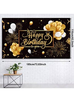 Tatuo Black And Gold Birthday Party Decorations 50 Pieces Gold Black Balloon Arch Garland Kit Happy Birthday Backdrop Banner Decorations For Kids Men Women Anniversary Birthday Party Supplies Decor  - Image 4